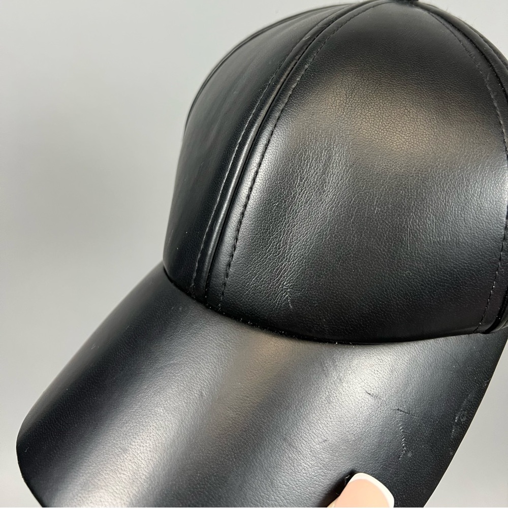 Aritzia Black Faux Leather Baseball Cap - Picture 4 of 7
